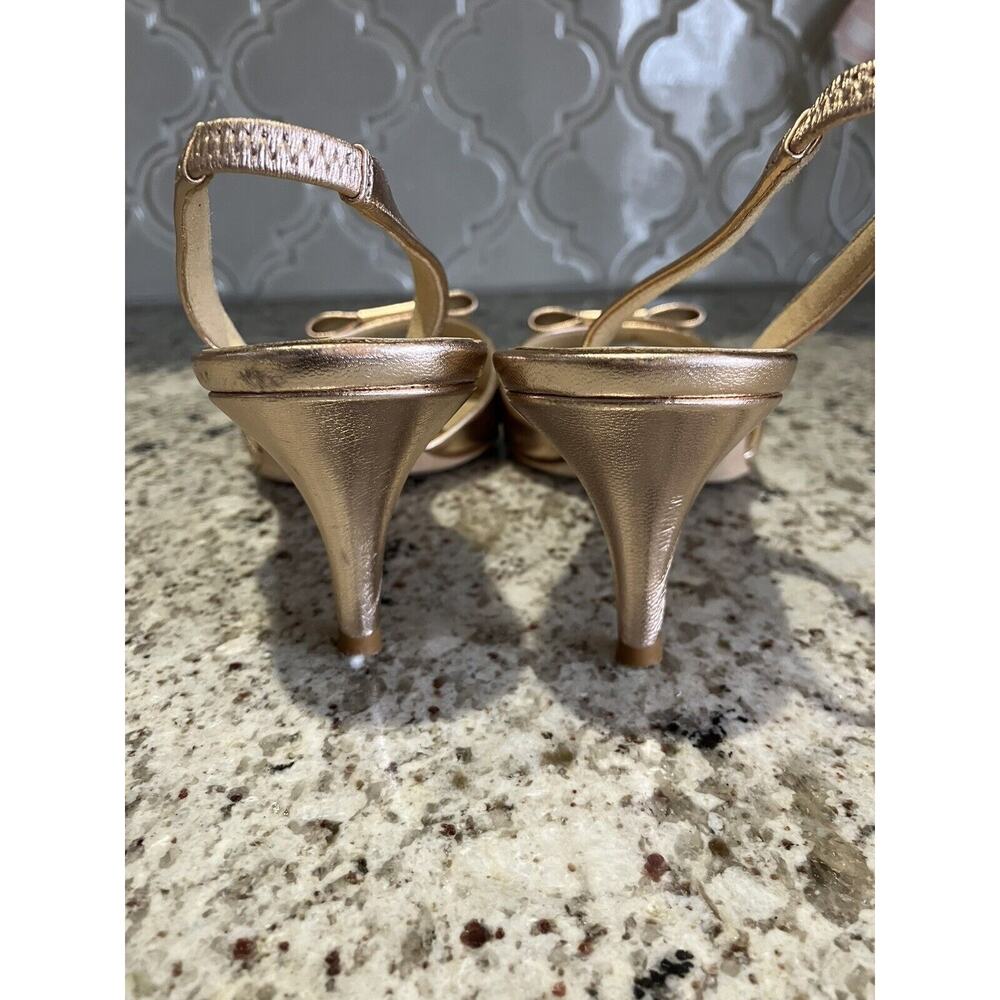 KATE SPADE Rose Gold Sling Back Open Toe Bow Pump Bow Size 8.5 - Picture 4 of 8